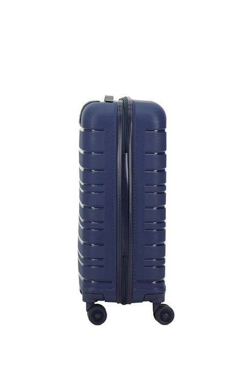 Koyu Lacivert PP Büyük Boy Çizgili Valiz