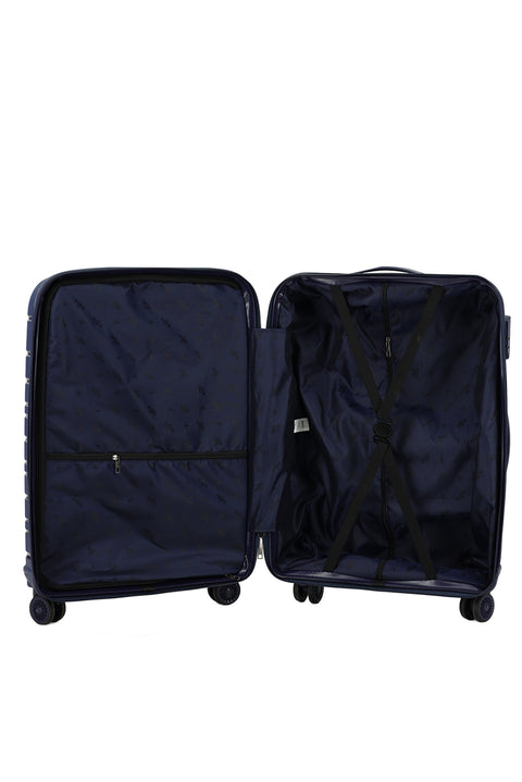 Koyu Lacivert PP Büyük Boy Çizgili Valiz