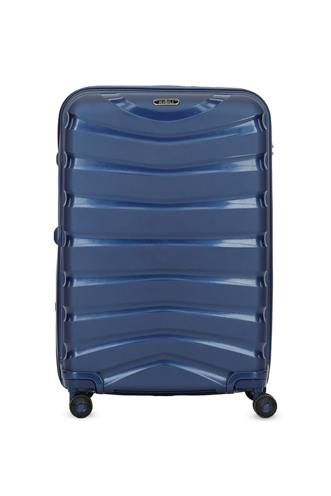Koyu Lacivert PP Desenli Büyük Boy Valiz