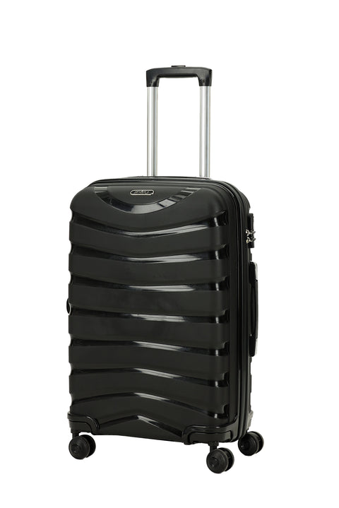 Black PP Striped Medium Size Suitcase