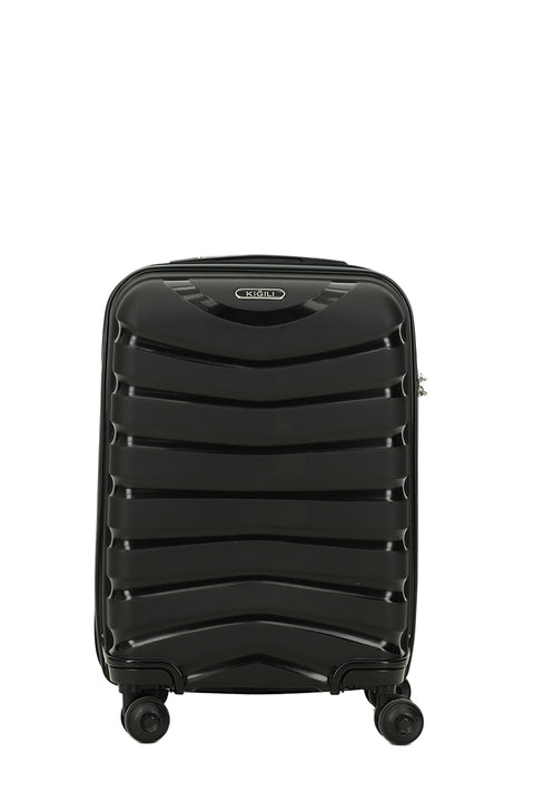 Black PP Striped Medium Size Suitcase