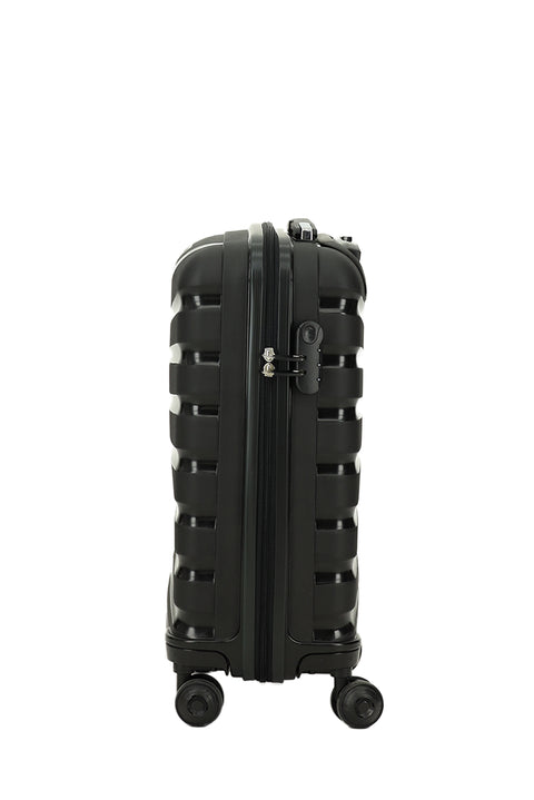 Black PP Striped Medium Size Suitcase