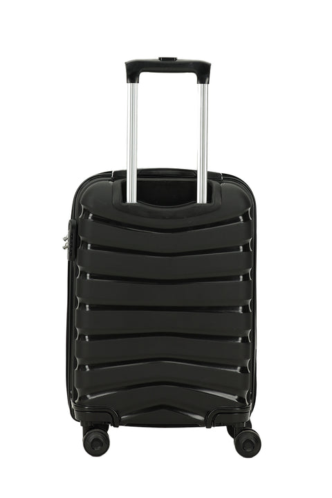 Black PP Striped Medium Size Suitcase