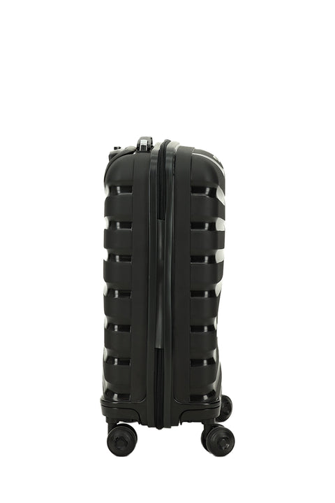 Black PP Striped Medium Size Suitcase