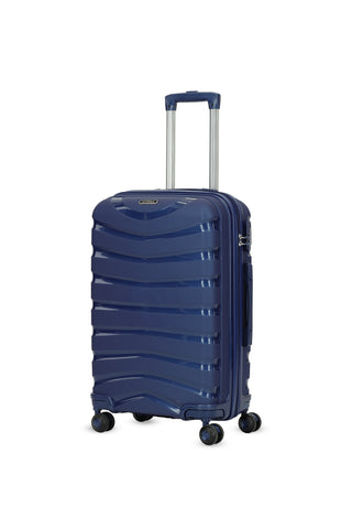  Koyu Lacivert PP Çizgili Orta Boy Valiz