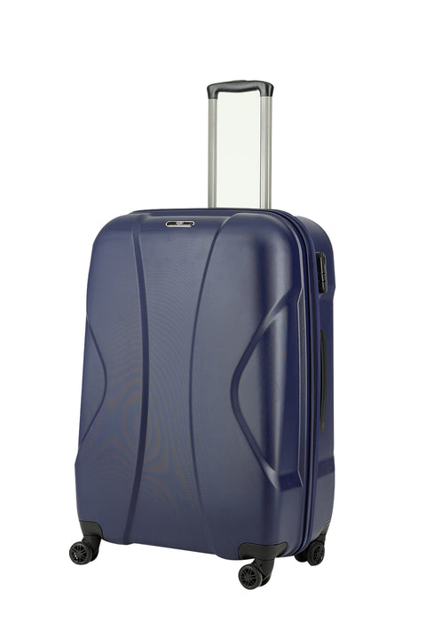 Koyu Lacivert ABS Desenli Büyük Boy Valiz