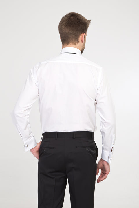 Beyaz Ata Yaka Klasik Pamuk Gömlek