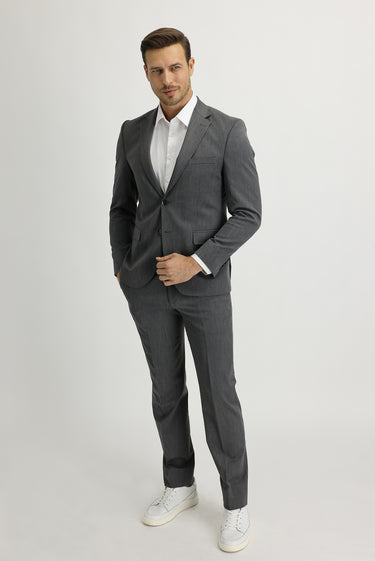 Orta Gri Slim Fit Dar Kesim Takım Elbise