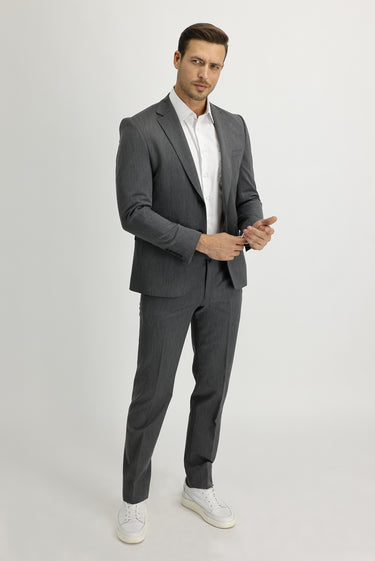 Orta Gri Slim Fit Dar Kesim Takım Elbise