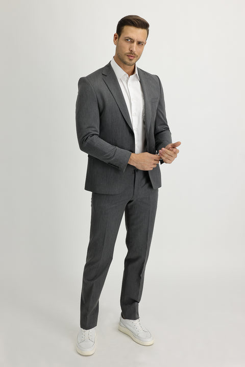 Orta Gri 7 Drop Slim Fit Dar Kesim Takım Elbise