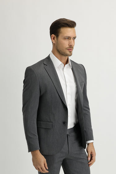 Orta Gri Slim Fit Dar Kesim Takım Elbise