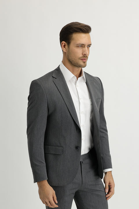 Orta Gri 7 Drop Slim Fit Dar Kesim Takım Elbise