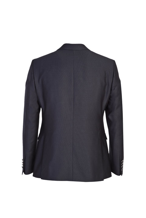 Siyah Lacivert 7 Drop Slim Fit Dar Kesim Mono Yaka Yelekli Smokin & Damatlık