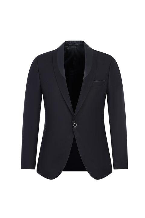 Siyah 7 Drop Slim Fit Dar Kesim Şal Yaka Smokin & Damatlık