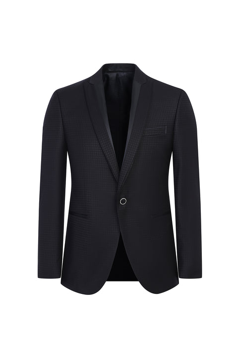 Siyah 7 Drop Slim Fit Dar Kesim Şal Yaka Smokin & Damatlık