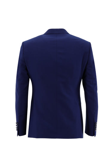 Koyu Mavi  Slim Fit Dar Kesim Sivri Yaka Yelekli Smokin & Damatlık