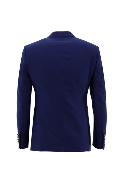 Koyu Mavi  7 Drop Slim Fit Dar Kesim Sivri Yaka Yelekli Smokin & Damatlık