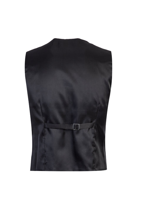 Siyah Mono Yaka 7 Drop Slim Fit Dar Kesim Desenli Smokin & Damatlık