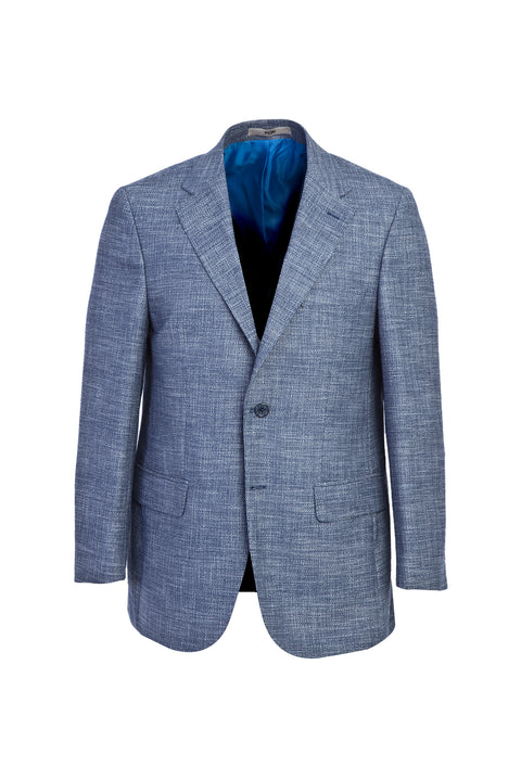 Açık Mavi 6 Drop Regular Fit Standart Kesim Klasik Desenli Ceket