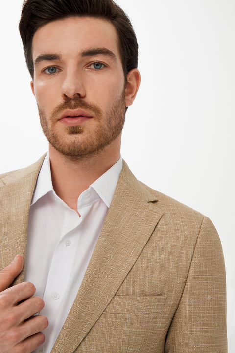 Açık Bej 7 Drop Super Slim Fit Eksra Dar Kesim AK MKR CEKET