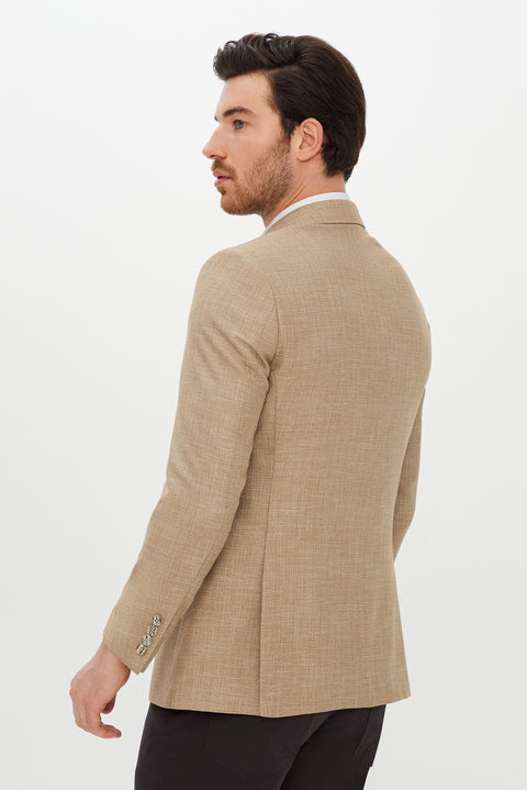 Açık Bej 7 Drop Slim Fit Dar Kesim AK MKR CEKET