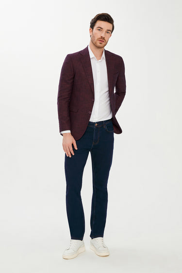 Mürdüm Slim Fit Dar Kesim Desenli Ceket