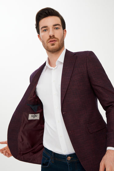 Mürdüm Slim Fit Dar Kesim Desenli Ceket