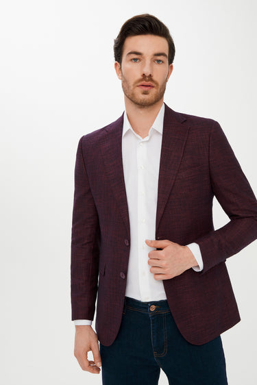 Mürdüm Slim Fit Dar Kesim Desenli Ceket