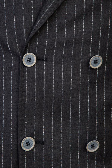  Açık Antrasit Kruvaze Slim Fit Dar Kesim Çizgili Ceket