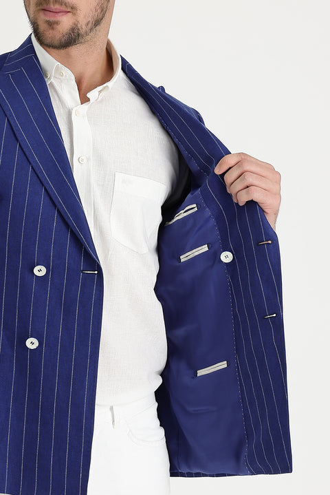 Orta Lacivert 7 Drop Slim Fit Dar Kesim Ceket