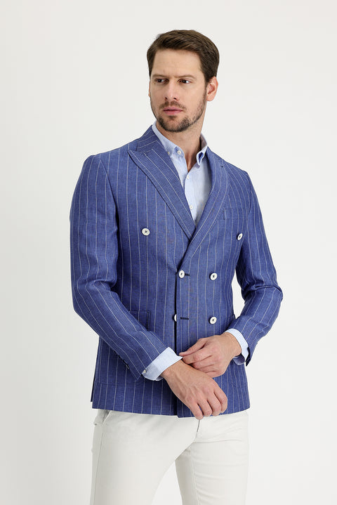 Açık Mavi 7 Drop Slim Fit Dar Kesim Ceket
