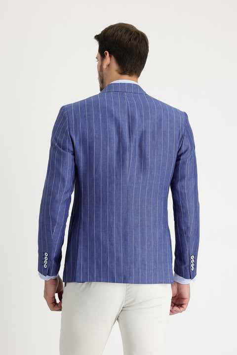 Açık Mavi 7 Drop Slim Fit Dar Kesim Ceket