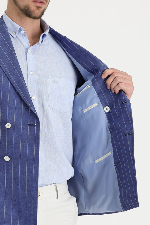 Açık Mavi 7 Drop Slim Fit Dar Kesim Ceket