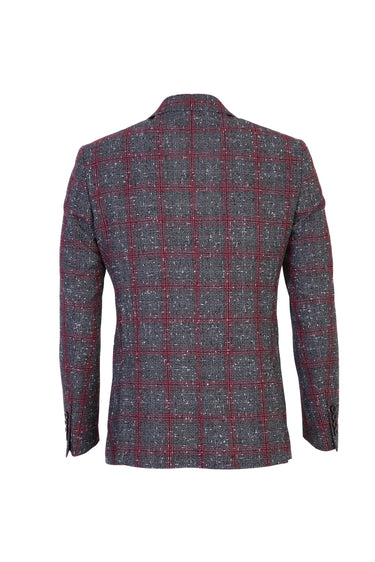 Koyu Bordo Ekose Slim Fit Dar Kesim Ceket