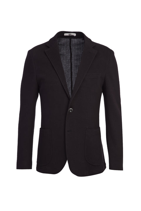 Siyah Lacivert 7 Drop Slim Fit Dar Kesim Spor Pamuk Ceket