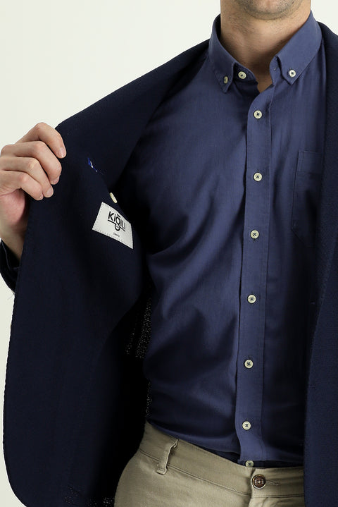 Black Navy 7 Drop Slim Fit Patterned Sporty Knitted Cotton Jacket