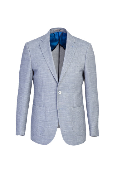 Açık Mavi Slim Fit Dar Kesim Kuşgözü Ceket