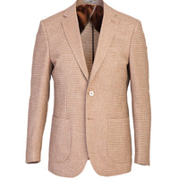 Açık Kahve  Slim Fit Dar Kesim Kuşgözü Ceket