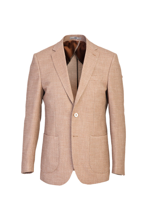 Açık Kahve  7 Drop Slim Fit Dar Kesim Kuşgözü Ceket