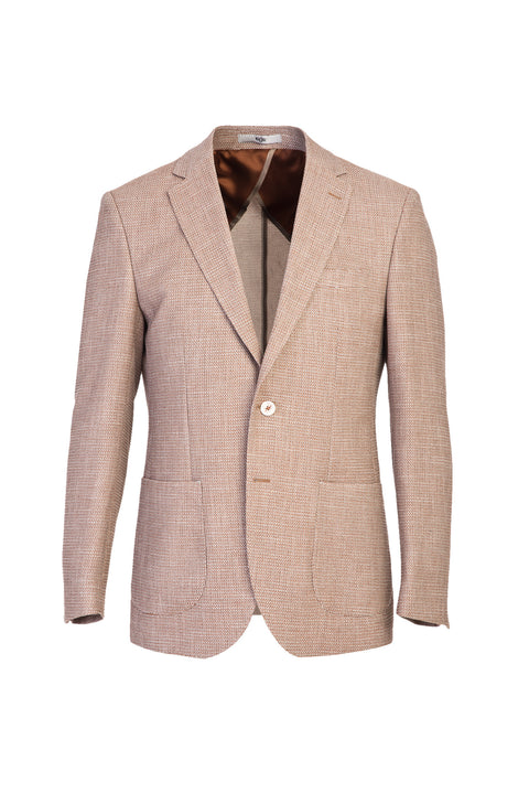 Orta Kahve 7 Drop Slim Fit Dar Kesim Kuşgözü Ceket