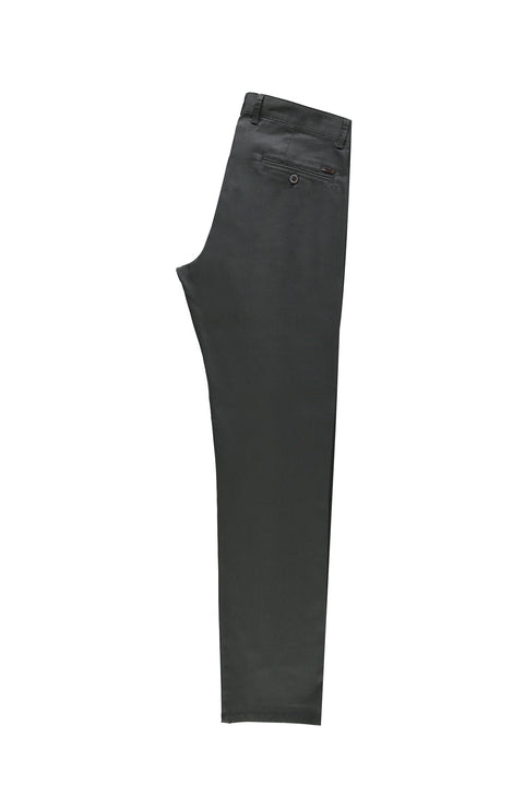 Mid Smoke Regular Fit Standard Cut Patterned Lycra Canvas / Chino Trousers