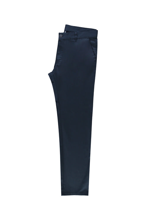 Dark Navy Regular Fit Standard Cut Lycra Canvas / Chino Trousers