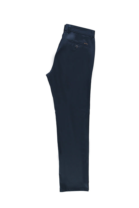 Dark Navy Regular Fit Standard Cut Lycra Canvas / Chino Trousers