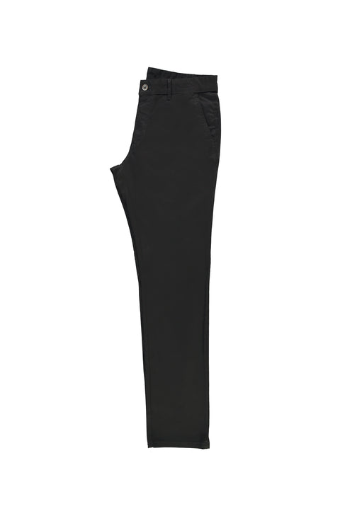 Siyah Slim Fit Dar Kesim Likralı Kanvas / Chino Pantolon