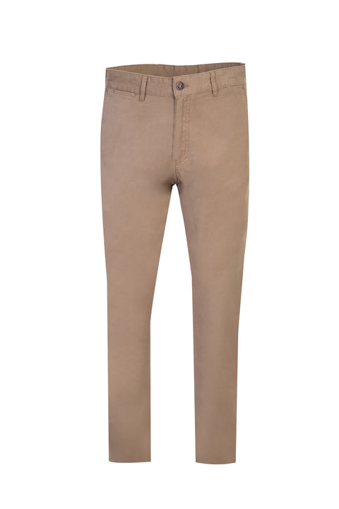 Koyu Bej Relaxed Fit Rahat Kesim Likralı Kanvas / Chino Pantolon