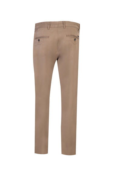 Koyu Bej Relaxed Fit Rahat Kesim Likralı Kanvas / Chino Pantolon