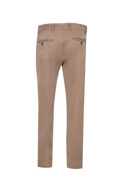 Koyu Bej 7 Drop Slim Fit Dar Kesim Likralı Kanvas / Chino Pantolon