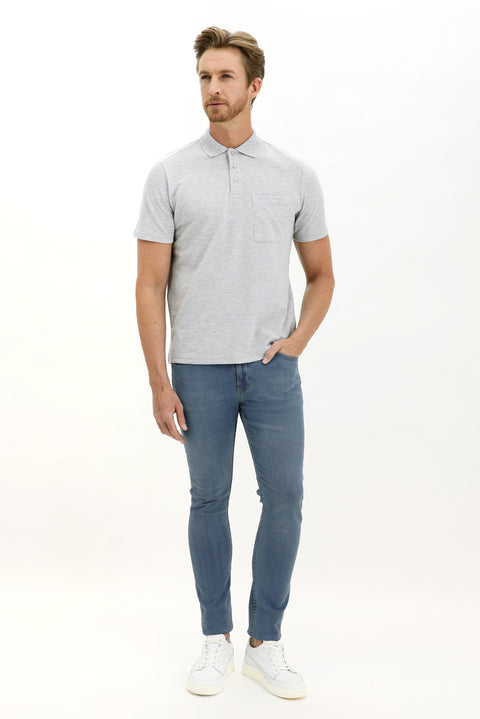 Light Blue Regular Fit Standard Cut Lycra Denim Pants