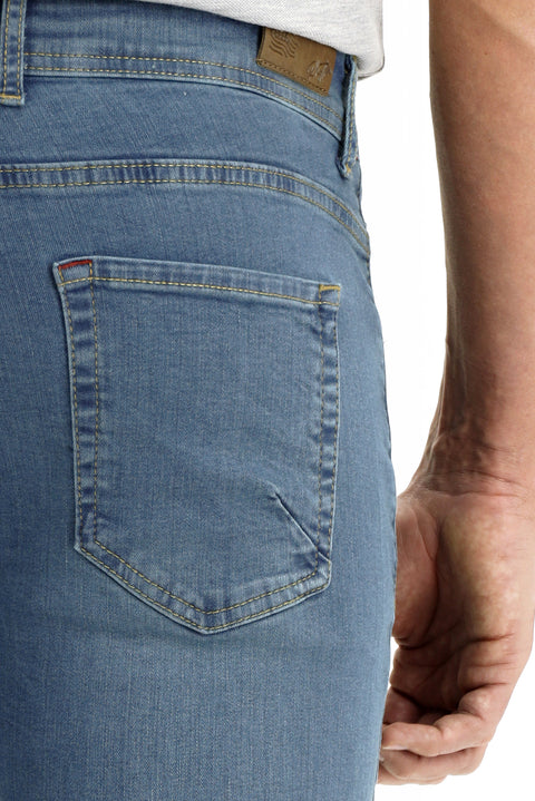Light Blue Regular Fit Standard Cut Lycra Denim Pants
