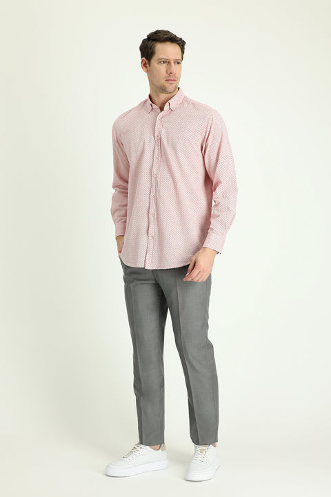 Açık Gri Melanj 6 Drop Regular Fit Standart Kesim Klasik Kumaş Pantolon